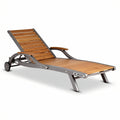 "Multifunctionele Lounger met Houten Zitting en Inklapbare Functie"