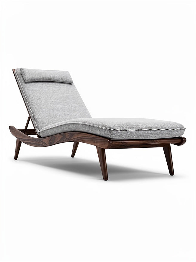 Technische Titel: "Moderne Chaise Longue met Houten Frame en Grijs Stoffering"
