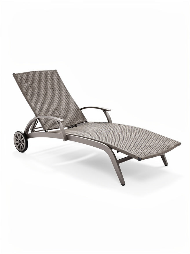 "Verstelbare ligstoel met wielen - moderne wicker look"